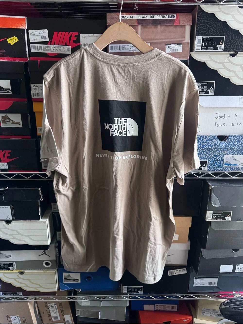 The North Face Men's Short Sleeve Tee in Tan with Black Logo